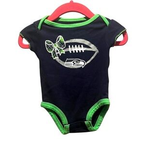 Seattle Seahawks Baby Girl’s Onesie Romper Football Size 0-3 Months